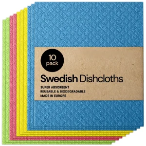Swedish Dishcloth 10 Pack of Eco Friendly Reusable Cellulose Sponge Cleaning Cloths for Kitchen Absorbent Dish Cloth Hand Towel