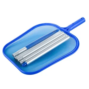 Swimming Pool Cleaning Tools Accessories Shallow Leaf Skimmer Net with 5 Section 48 Inch Removable Telescopic Poles