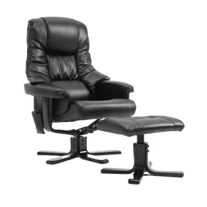 Synthetic Leather Swivel Manual Recliner Chair with Footstool