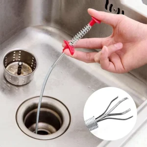 T Shaped Steel Wire Pipeline Cleaner Four Claw Household Sewer Dredging Device with Hair Dredging Feature for Garbage Removal