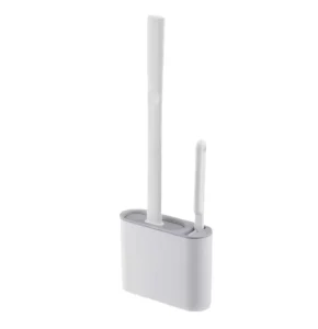 TPR Small Gap Toilet Brush with Holder Flat Soft Silicone Bathroom Corner Cleaning Brush Everyday Household Hand Held Tool