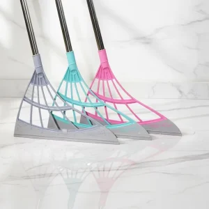 TPR Squeegee Window Cleaning Mini Floor Squeegee Rubber Wiper with Plastic Handle Soft Bristles & Easy to Clean