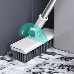 Tabletop Cleaning Brush Set with Long Handle, Plastic Broom, Dustpan, and PU Exfoliating Brush