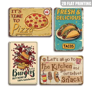 Tacos Vintage Metal Sign Retro Mexican Food Wall Art for Restaurant and Cafe