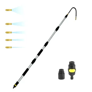 Telescopic Aluminum Gutter Cleaning Wand with Push Button Control Eco Friendly Reusable for Roof Downspout Cleaning