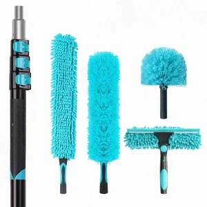 Telescopic Aluminum Window Cleaning Tool Household Cobweb Duster Set