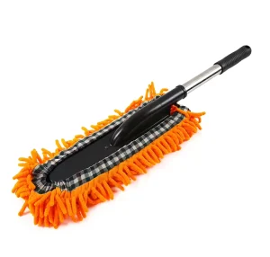 Telescopic Chenille Car Duster Microfiber Head + Stainless Steel Pole Ideal for Auto Body Windows and Roof Cleaning