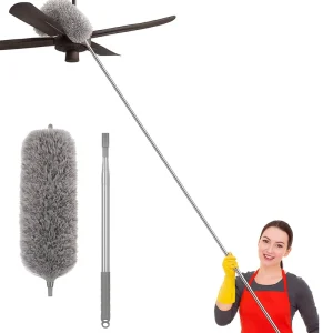 Telescopic Microfiber Duster with Stainless Steel Handle for Car & Household Cleaning