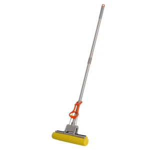 Telescopic PVA Sponge Mop Single Roller Folding Wringing 80-90% Dehydration Rate 20,000+ Durable Cycles Super Absorbent