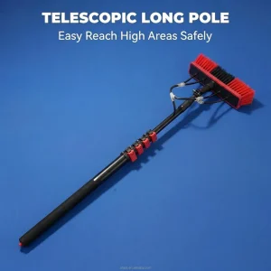 Telescopic Solar Panel Cleaning Brush Glass Curtain Wall Water Fed Pole Cleaner Manual Retractable Aluminum Pole Cleaning Tools
