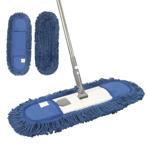 Telescopic Steel Pole Indoor Flat Mop for Households Industries Rectangle Cotton Dust Mop for Hotel Hospital Easy Cleaning