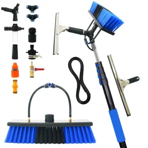 Telescopic Water Fed Cleaning Pole with Brush for Outdoor and Solar Panel Cleaning