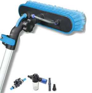 Telescopic Water Fed Pole Brush With Soap Dispenser 1.3m-4.6m 4 Sections Solar Panel Cleaning Brush