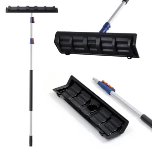 Telescoping Aluminum Snow Removal Tool Wide Rake 3 Sections Tube Anti-Slip Handle Eco-Friendly for House Roof Clearing Trucks