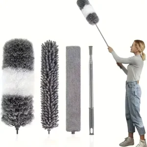 Telescoping Extension Pole Extendable Washable Mini Dusters for Cleaning Car Window Furniture Microfiber Duster Brush
