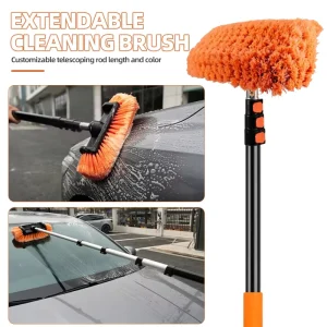 Telescoping Pole Long Handle Soft Bristle Cleaning Brush for Car Wash Solar Panels RV Truck Boat House