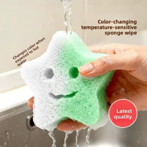 Temperature sensitive Color changing Sponge Scouring Pad Kitchen Double sided Dish Cleaning Brush Bowl Pot Sponge Block for