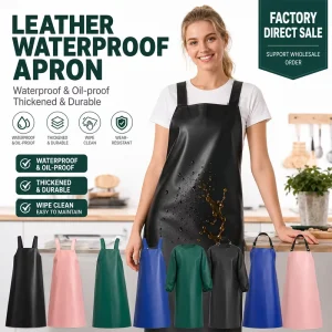 Thick Leather Long Sleeve Apron Waterproof Oil Resistant Corrosion Resistant Working Apron Multi-color Available for Kitchen