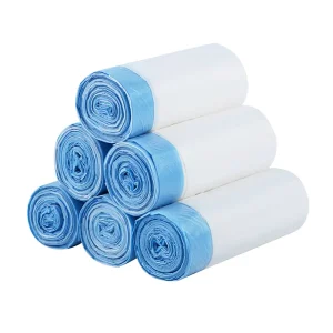 Thick Plastic Wastebasket Liners 20 Count Unscented White Small Garbage Bags 15 Liter 4 Gallon Drawstring Trash Bags