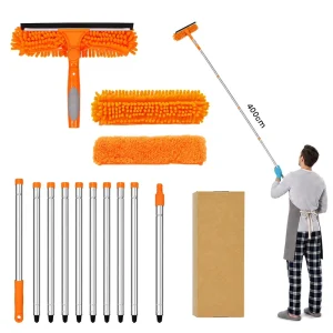 Thickened 2 in 1 Window Cleaning Glass Wiper Double Sided Squeegee Stainless Steel