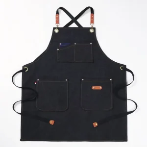 Thickened Canvas Apron Cross Adjustable Ribbon Garden Baking Bartenders Overalls Apron Custom Embroidered Logo