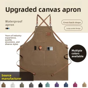 Thickened Canvas Sleeveless Workwear Apron Anti Fouling Waterproof Cross Tie Denim Style Gardening Nail Art Eyelash Salon