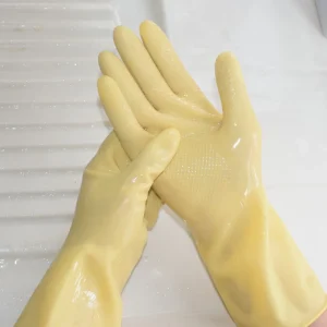 Thickened Nitrile Rubber Heavy-Duty Household Gloves for Washing Dishes Laundry Anti-Slip Breathable 15mil Thick 33cm
