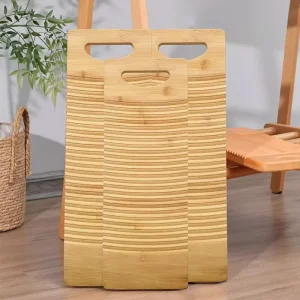 Thickened Non slip Bamboo Washboard Large Size Water Gathering Arc Design Hand Washing Board for Clothes Cleaning