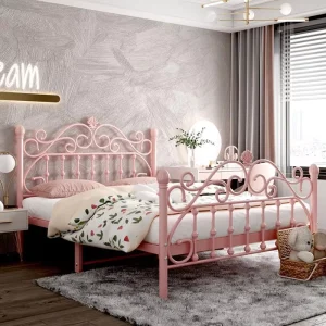 Thickened Reinforced Simple Modern Steel Bed Queen & King Sizes Nordic Design Bedroom Use Princess Bed Children’s Bed