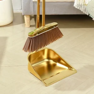 Thickened Stainless Steel Broom Household Set Gold Dustpan Garbage Shovel Combination Commercial Indoor Outdoor Home