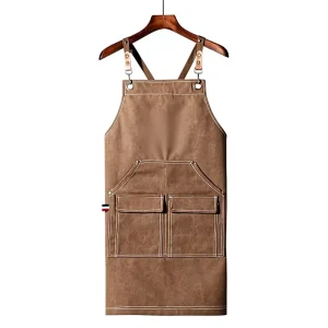 Thickened Waterproof Canvas Sleeveless Barista Apron Floral Logo Baking Milk Tea Shop Workwear