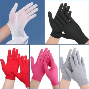 Thin Cotton Gloves Multi-color White Black Red Pink Grey SPA Moisturizing Hand Care Work Gloves for Inspection Jewelry Cleaning