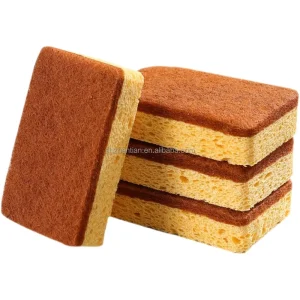 Three Layers Natural Cellulose Friendly Kitchen Dish Cleaning Washing Dishes Biodegradable Wood Pulp Coconut Sisal Sponge