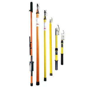 Three Section Retractable Triangle Insulated Telescopic Hot Stick 3.8m Extended 1.48m Retracted