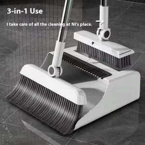 Three in One Home Use Multi Use Soft Hair Broom Dustpan Floor Brush Combination Set Thickened Broom Plastic Dustpan
