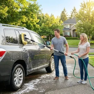 Through Flow Pentagon Head Car Wash Brush Lightweight Aluminum Pole Soft Bristle Window Glass Exterior Cleaner