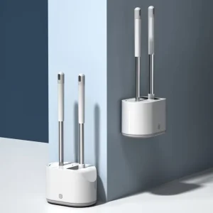 Toilet Brush Long Handle Silicone Household No Dead end Wash Toilet Brush Cleaning Base Set
