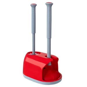 Toilet Plunger and Brush Set for Bathroom Cleaning with Holder, 16inch Plunger and Brush with Holder for Deep Cleaning Bathroom