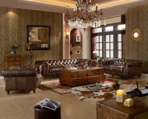 Top-Grain Genuine Cow Leather 3-2-1 Reclining Sofa Set with Wood Frame