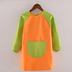 Top Quality Colorful Children Aprons Long Sleeve Feeding Apron Waterproof Bib Infant Apron