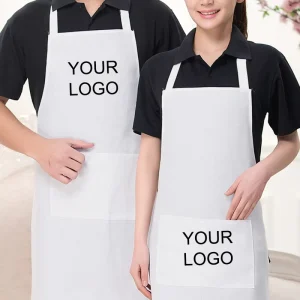 Topjlh Linen Sublimation Apron Catering Services Custom Logo Kitchen Cooking Wear for Home Baking and Restaurant Staff