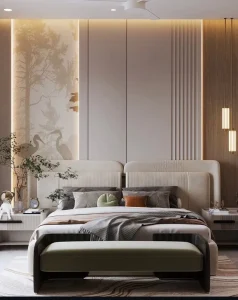 Traditional Customizable Full Bedroom Furniture Set for Apartment, Home, or Hotel