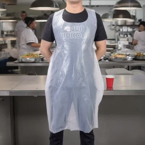 Transparent Eco friendly Sleeveless Disposable Apron Rolls Custom Logo ISO Certified for Cleaning Supplies