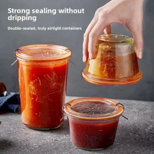 Transparent Glass Sealing Jar with Double Seal, 350ml, for Cereals, Snacks, Tea, and Dried Goods