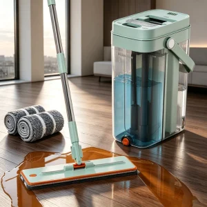 Transparent Mops Clean Dirty Separation 360 Spin Mop Bucket Set and Wringer With Reusable Mop Pads for Dry Wet Floor