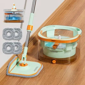 Transparent Mops Clean Dirty Separation 360 Spin Mop Bucket Set and Wringer with Reusable Mop Pads Home Dry Wet Floor