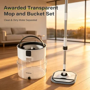 Transparent Mops Household Rotating Mop with Water Bucket Dual Chamber Dirty Water and Clean Water Self Separation