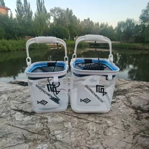 Transparent Soft Foldable Fish Protection Water Bucket with EVA Material for Outdoor Fishing Portable Lure Container