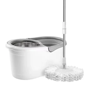 Trending Handsfree Household Cleaning Items Spinning Mop and Bucket Set Wet Dry Floor Cleaner with Steel Basket