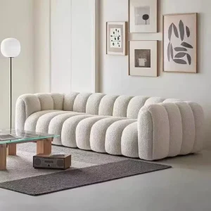 Tufted Chesterfield Modular Boucle Fabric Corner Sofa, One Seat